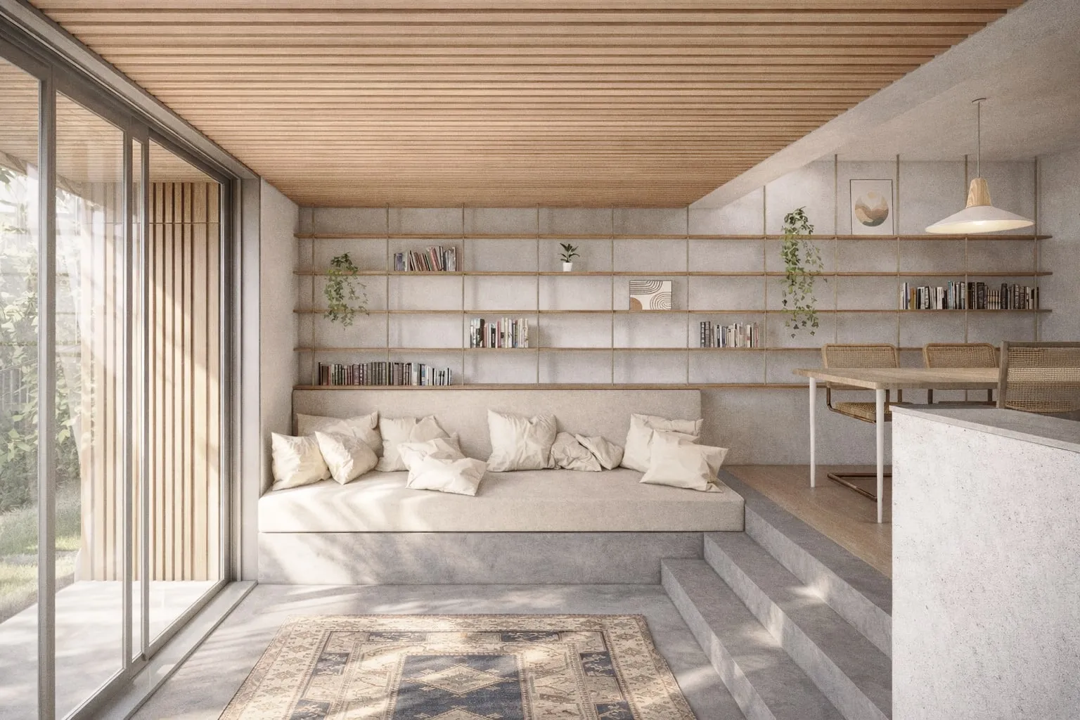 Jardin intérieur — agrandissement d’un bigénérationnel, Montréal