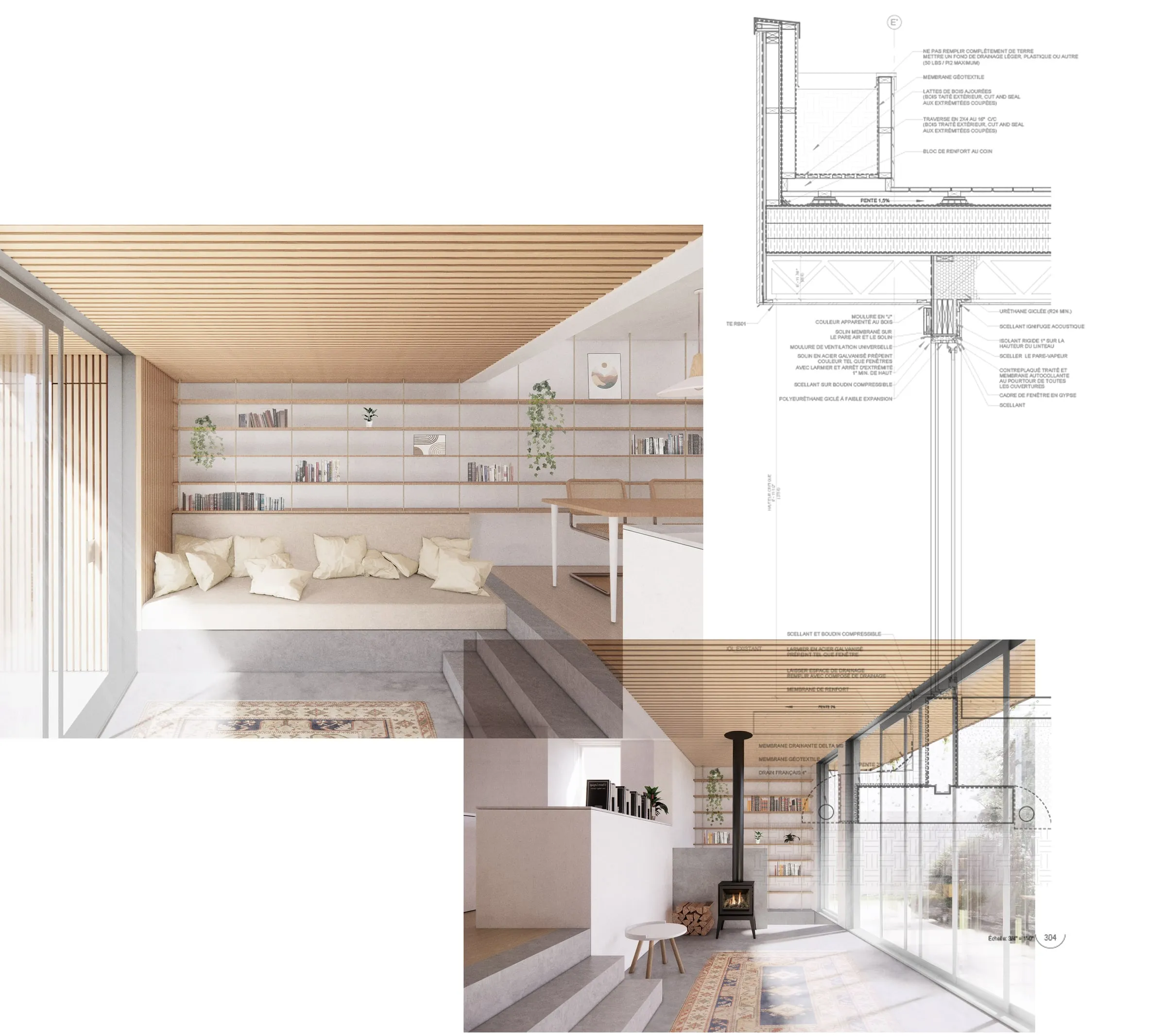 Jardin intérieur — agrandissement d’un bigénérationnel, Montréal