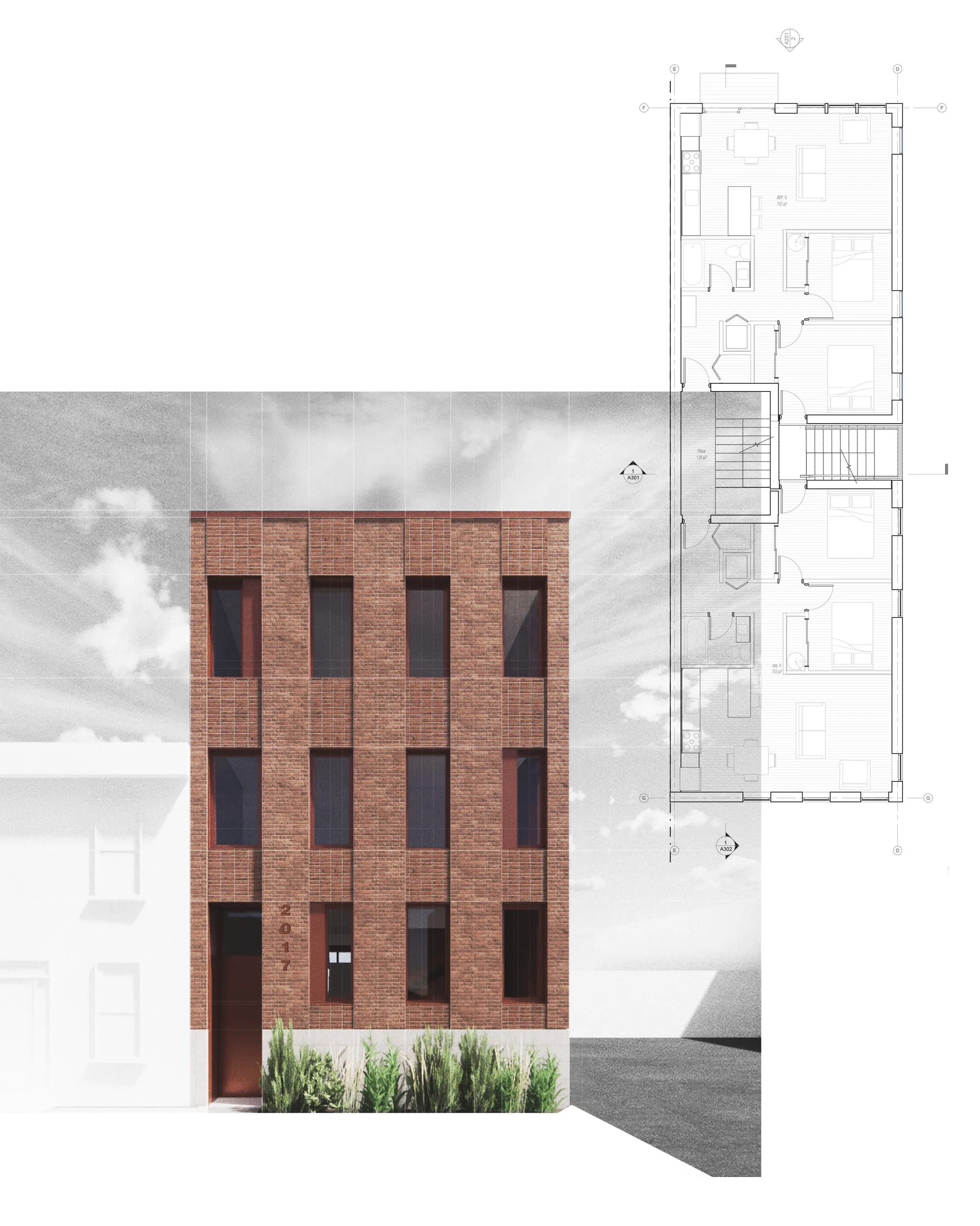 Densification en tête d’ilot — immeuble de 8 logements, Montréal